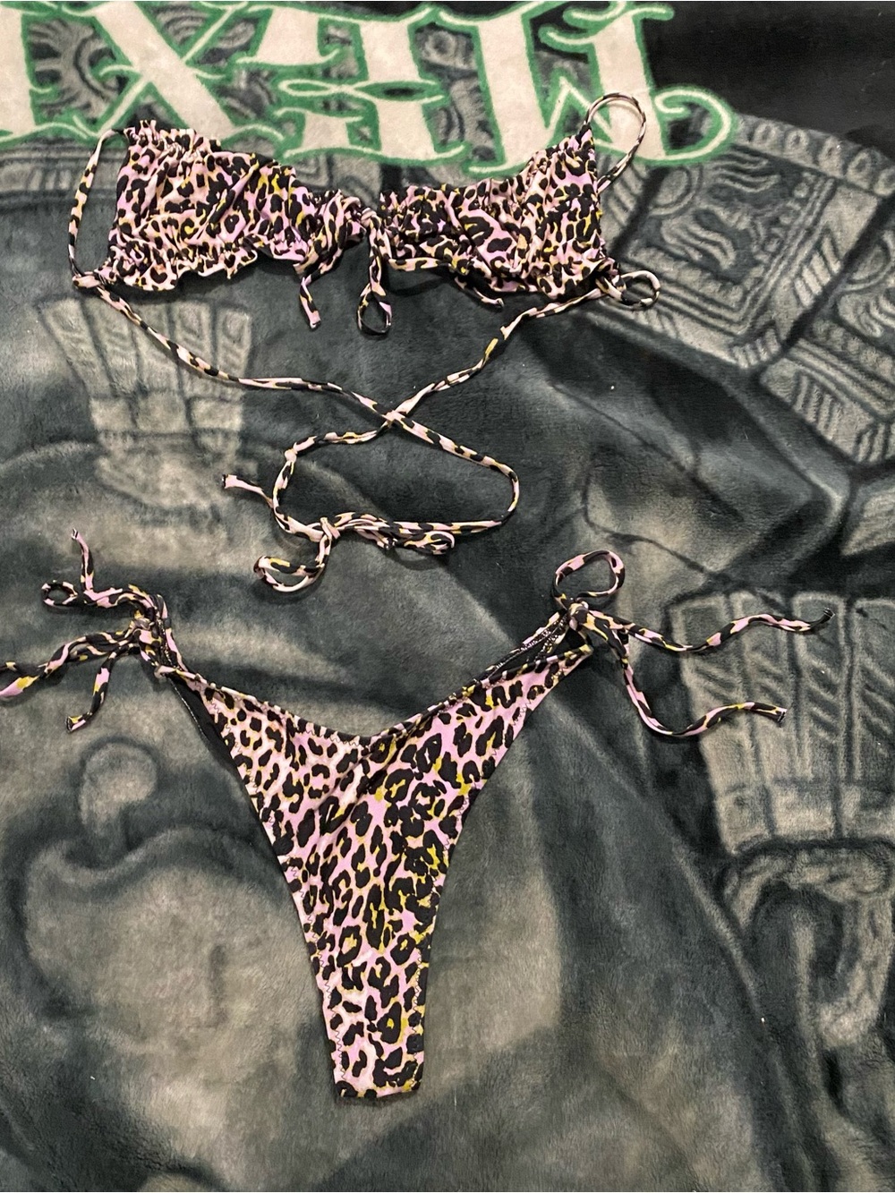 Women’s Pink Leopard Print String Bikini Set